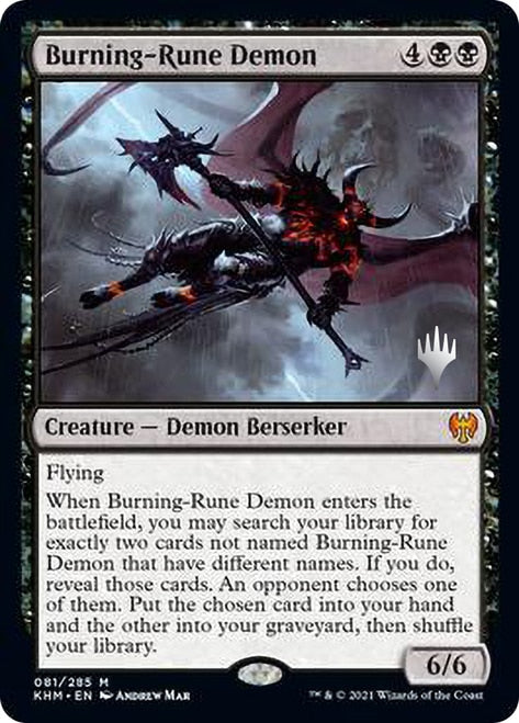 Burning-Rune Demon (Promo Pack) [Kaldheim Promos] For Sale